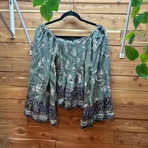 Angie Olive Green Floral Top